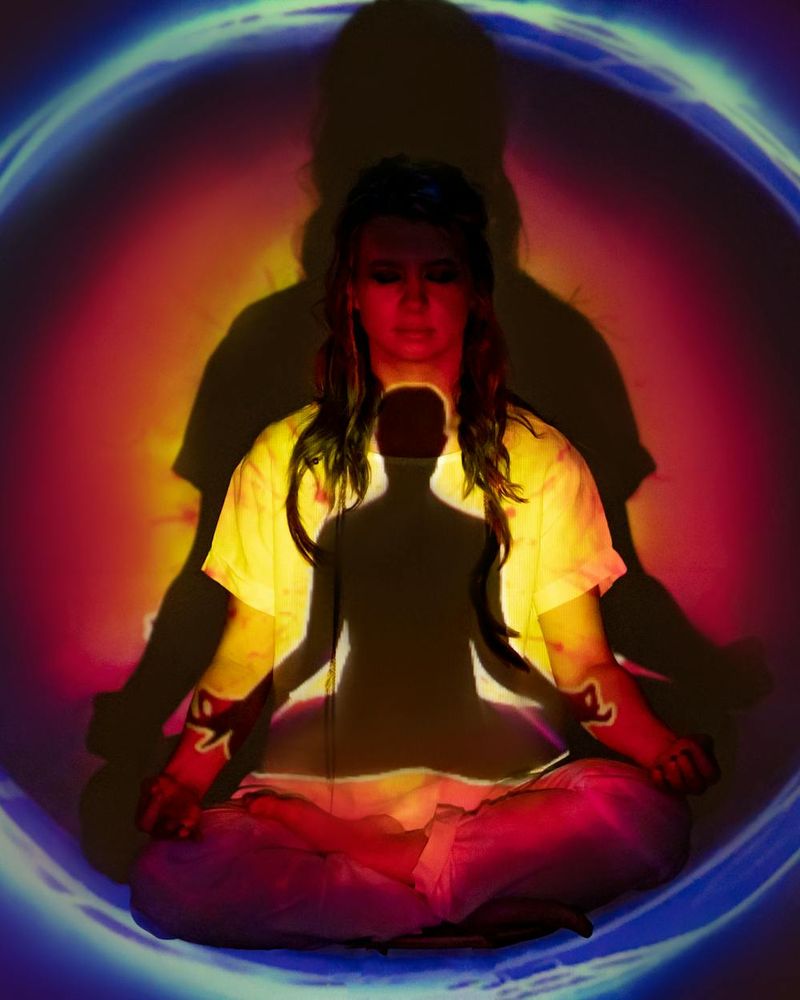 Abstract visual representing the flow of breath during a yoga practice.